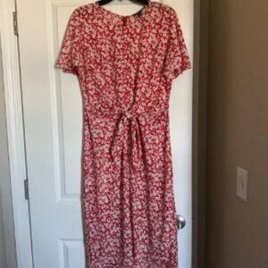 Lauren Ralph Lauren Red and White Floral Midi Dress
